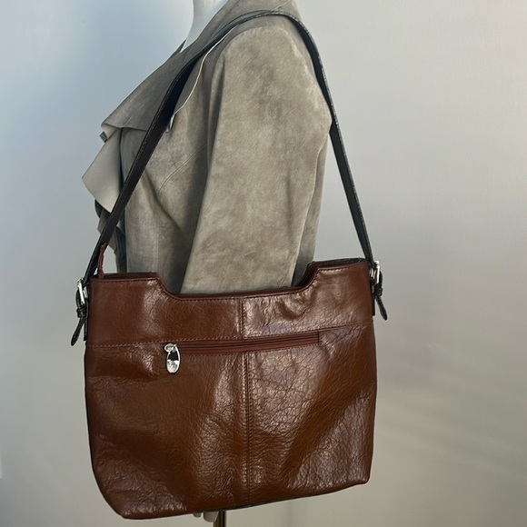 Ashwood Genuine Leather Boho Double Zip Pockets Designer Handbag Purse Deer Logo - Picture 3 of 10